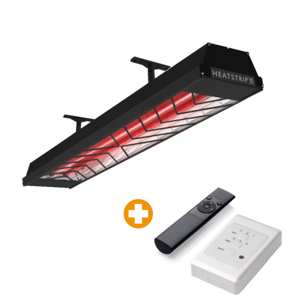 HEATSTRIP Max  Schwarz Elektrische Terrassenheizung 3600 Watt mit Wandsteuerung